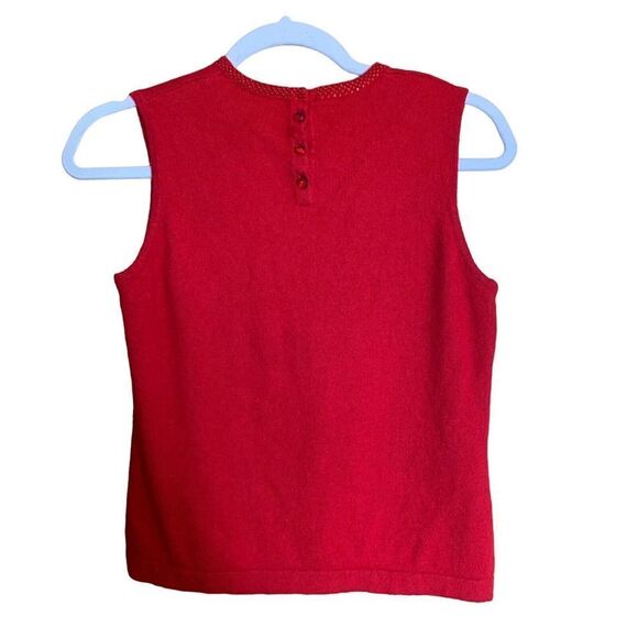 Carlisle Womens Size Medium Red Cashmere Silk Blend Sleeveless Sweater Top - Picture 4 of 6